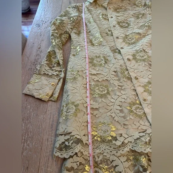 Gibbs-Louis 60s Vintage Gold Floral Lace Two-Piece Holiday Set - Picture 10 of 14